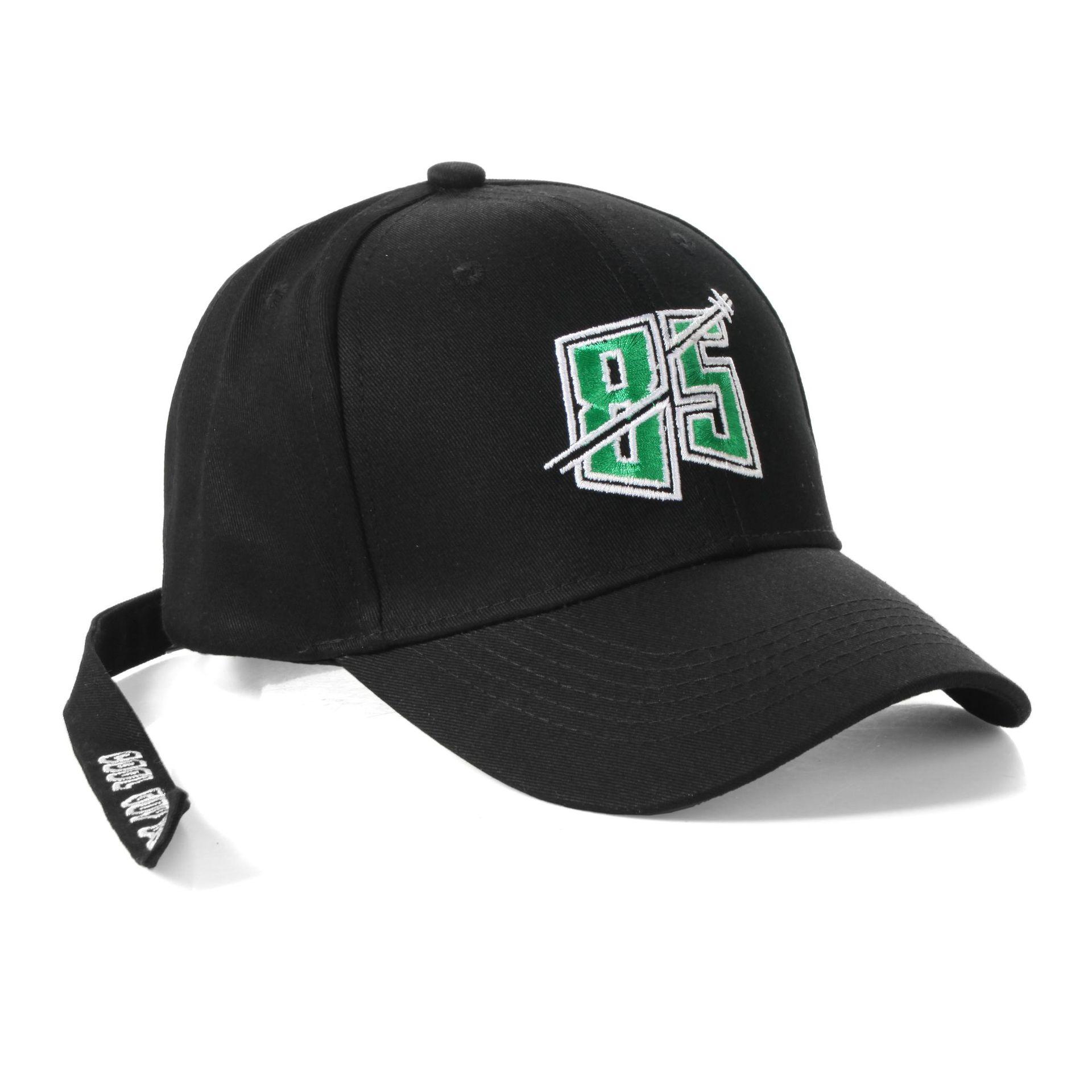 Wang Yi Bo Style Number 85 Mũ bóng chày thêu Hip Hop Hop Streetwear Hat Black White 2 Màu sắc WYB Color: Black