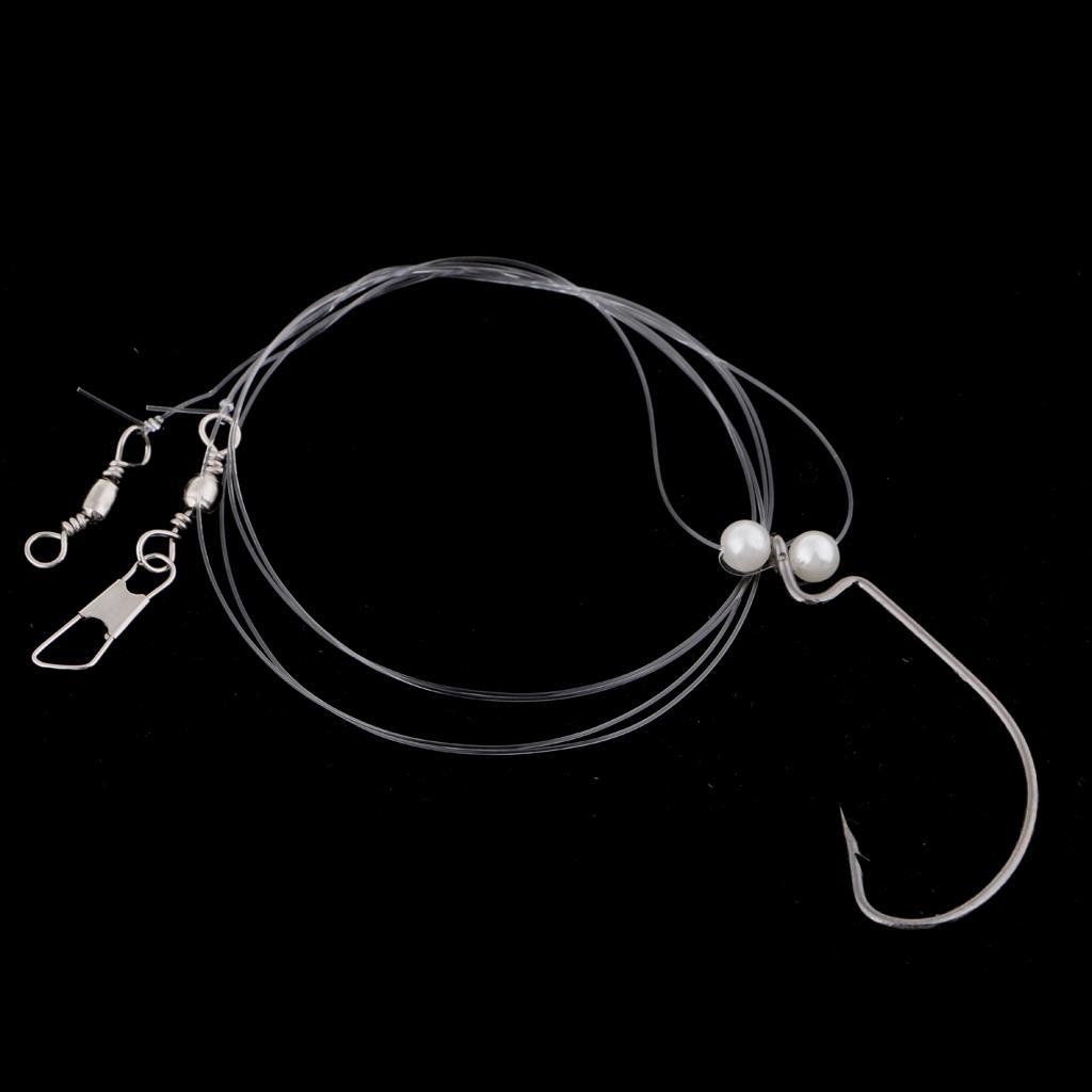 3pcs High Strength Nylon Fishing Wire Leader with Jig Hook Swivel Snap Bead