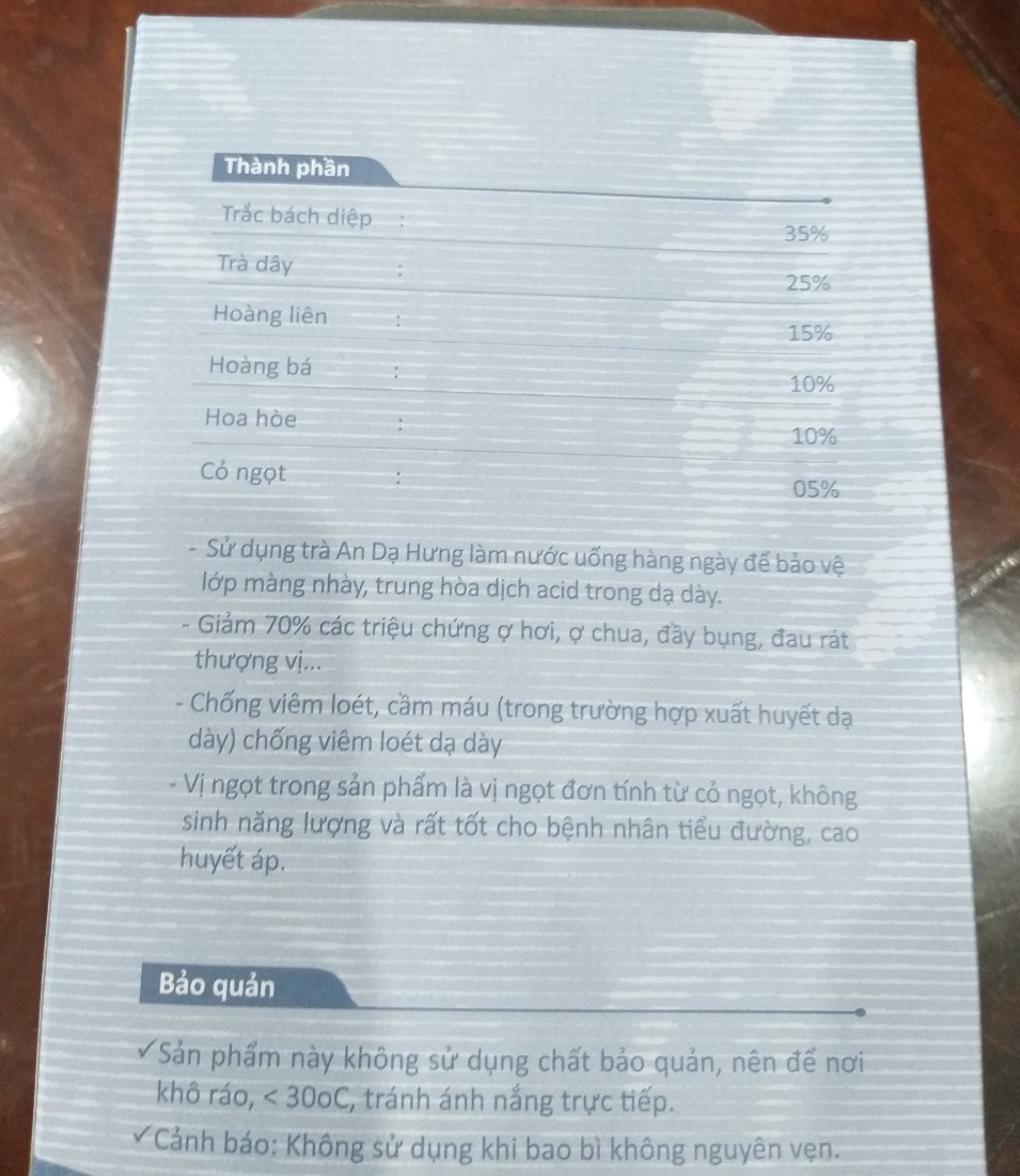 Combo 04 hộp Trà An Dạ Hưng Giảm ợ hơi, ợ chua, đầy bụng, đau rát thượng vị - Chống viêm loét, cầm máu dạ dày