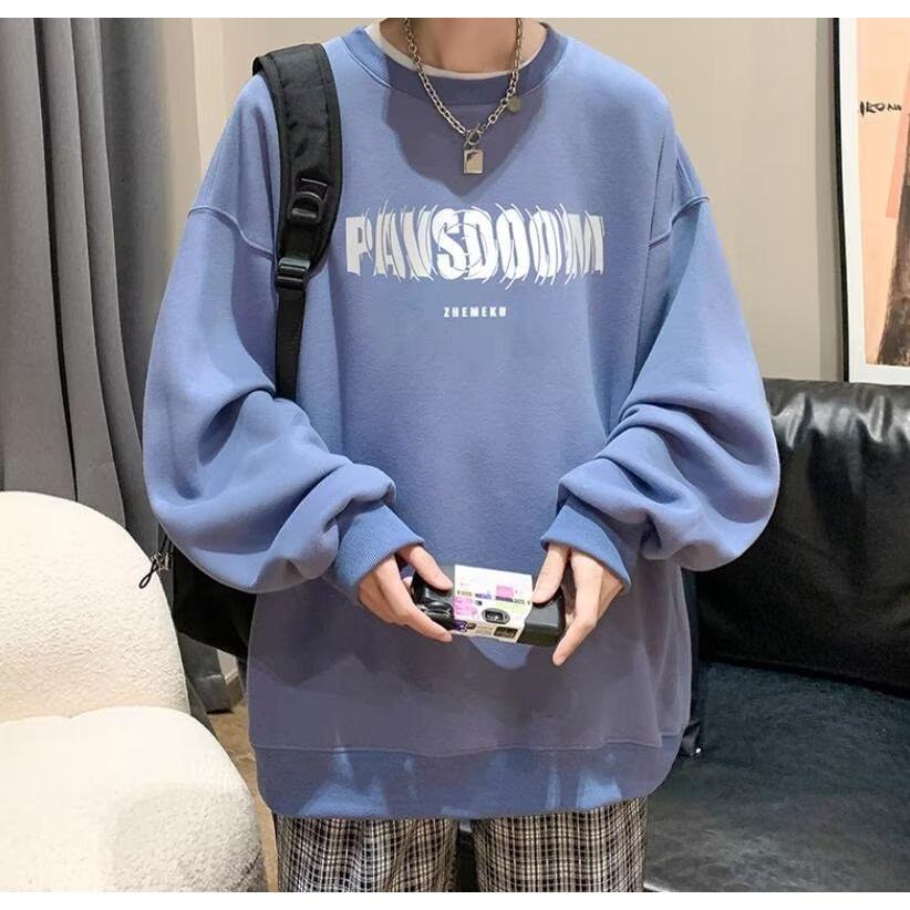 Áo Hoodie Tay Dài Cổ Tròn In Họa Tiết Thời Trang Mùa Thu Phong Cách Âu Mỹ Cổ Điển size M-3XL