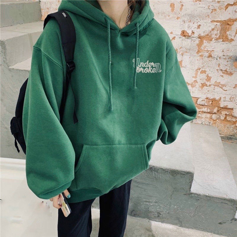 Áo Hoodie UnderBroken Form Unisex Nón 2 Lớp Trùm Đầu, Áo khoác Hoodie Underbroken, CRISPUS unisex form rộng dưới 75kg, áo khoác nam nữ nỉ cotton phong cách Ulzzang