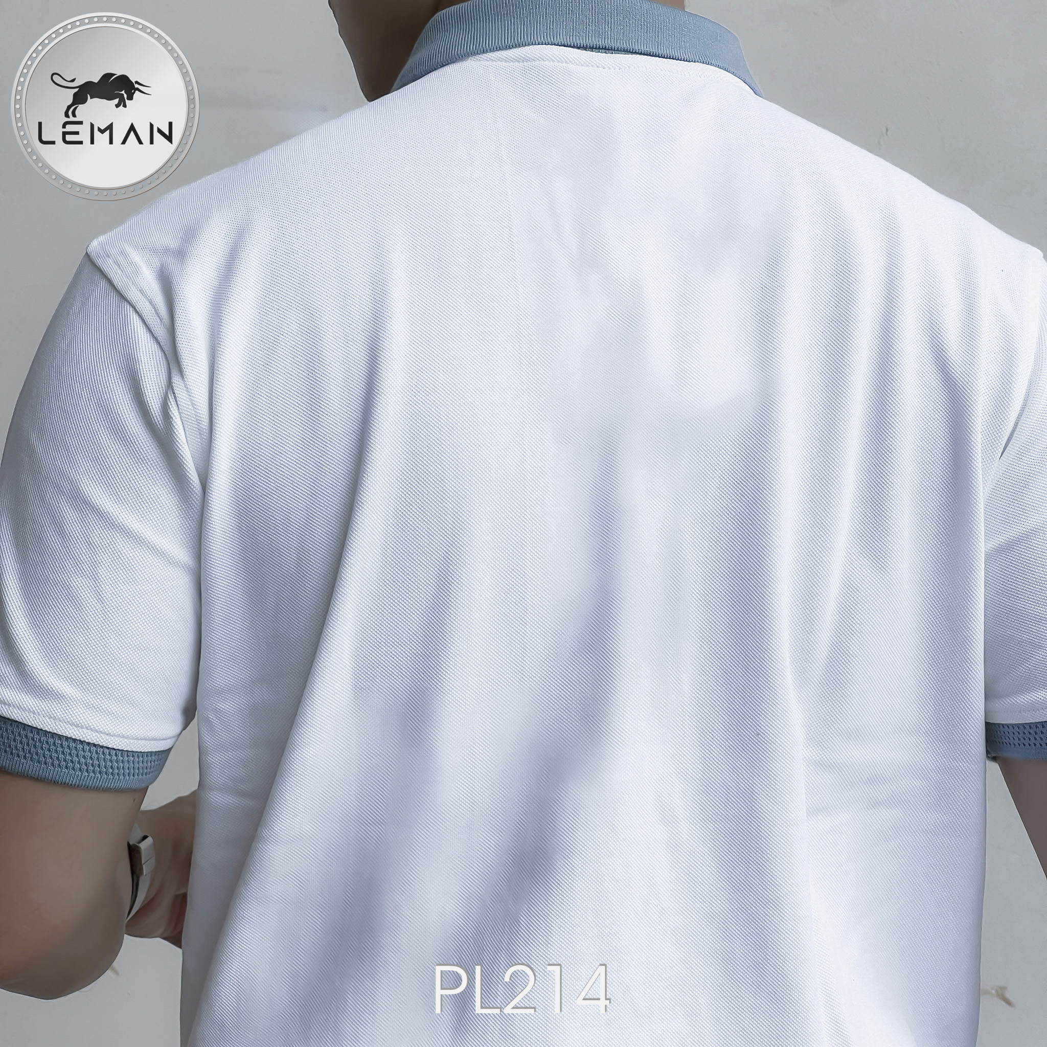 ÁO POLO NAM LEMAN PL214 CAO CẤP - Trắng - Viền Xanh Mint - M (65-78kg)