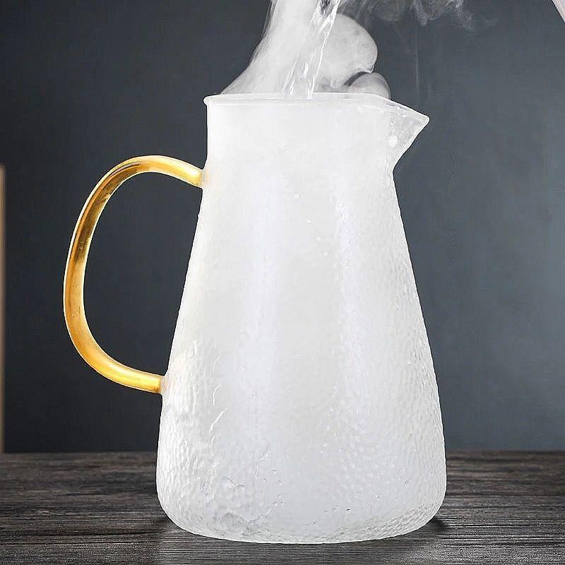 Bình Ấm Thủy Tinh Cao Cấp 1,5 Lít - 1,8 Lít Đun Nước Chịu Nhiệt Quai Vàng