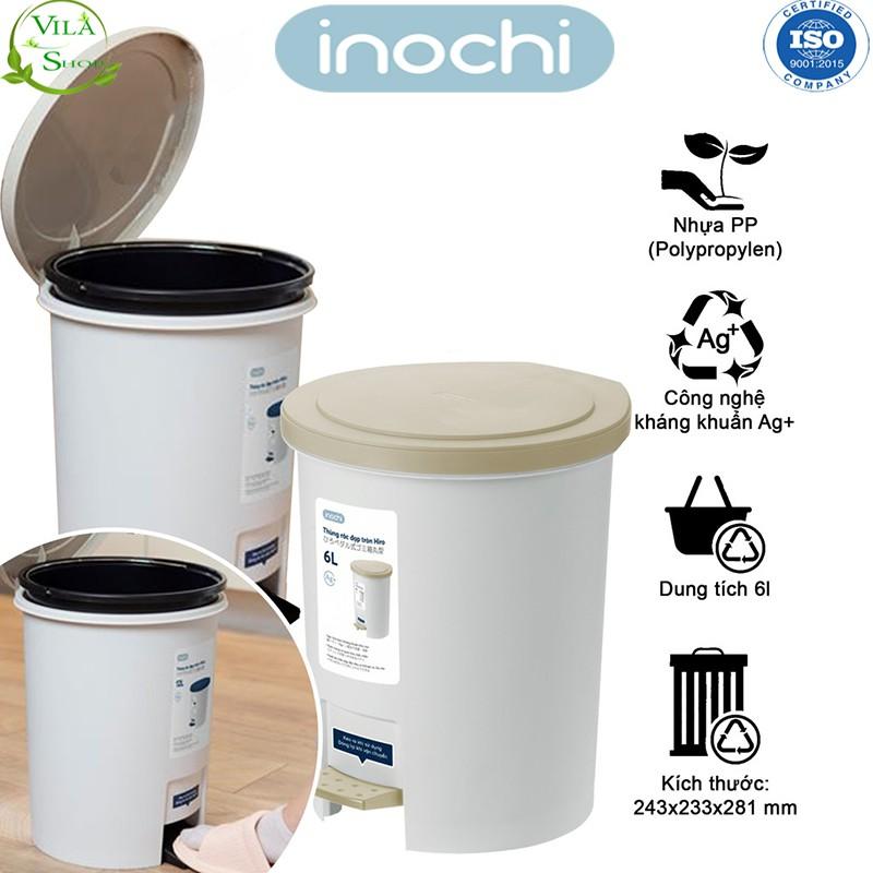 Thùng Đựng Rác, Thùng Rác Nhựa Đạp Chân Nắp Tròn Có Lõi Inochi 6L 12L, Nhỏ Nhắn - Gọn Gàng - Tinh Tế