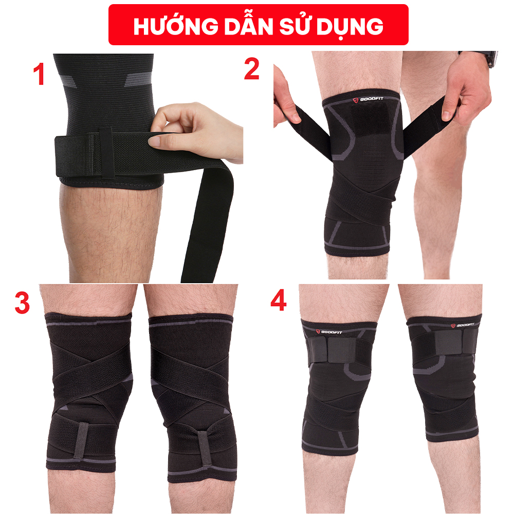 Hình ảnh Bó gối, băng gối thể thao GoodFit dày dặn co giãn 4 chiều, bó gối bóng chuyền kèm dây quấn trợ lực chắc chắn GF511K