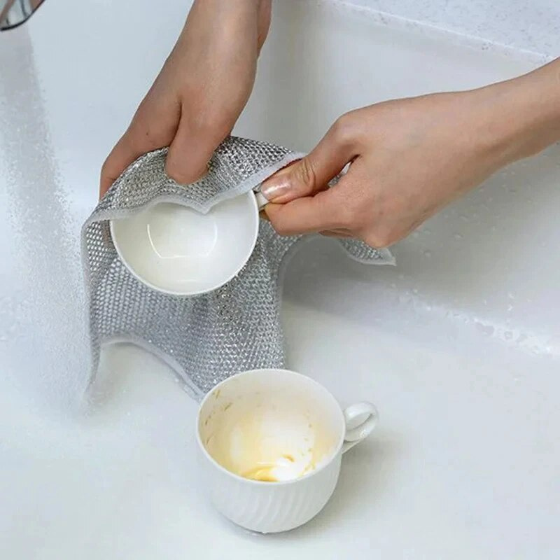 Set 10 Giẻ Lau Bếp Dây Kim Loại, Lau Máy Rửa Bát Vải Lau Lưới Đa Năng Chống Mài Mòn, Tấm Cọ Rửa Tiện Ích - Hàng CHinh Hãng MINIIN