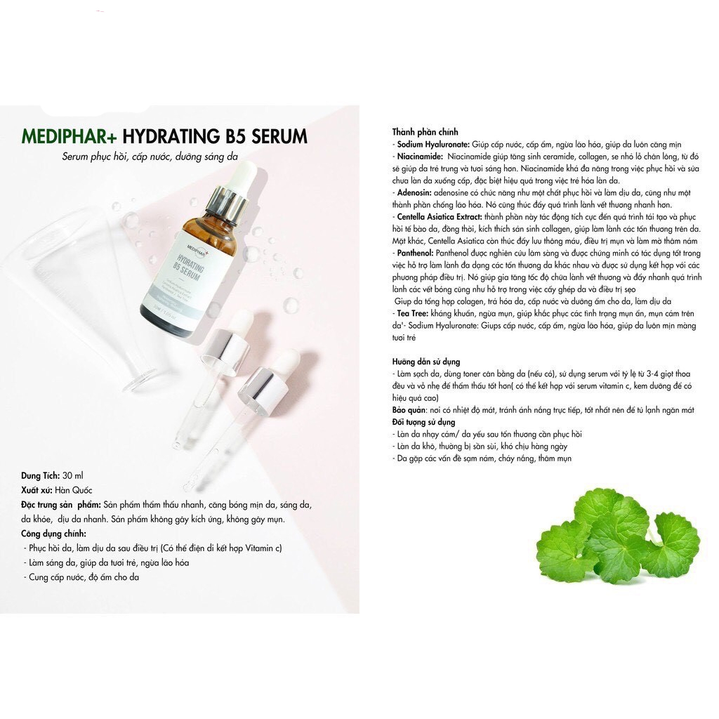 Serum Mediphar serum B5 hỗ trợ dưỡng ẩm phục hồi da 30ml