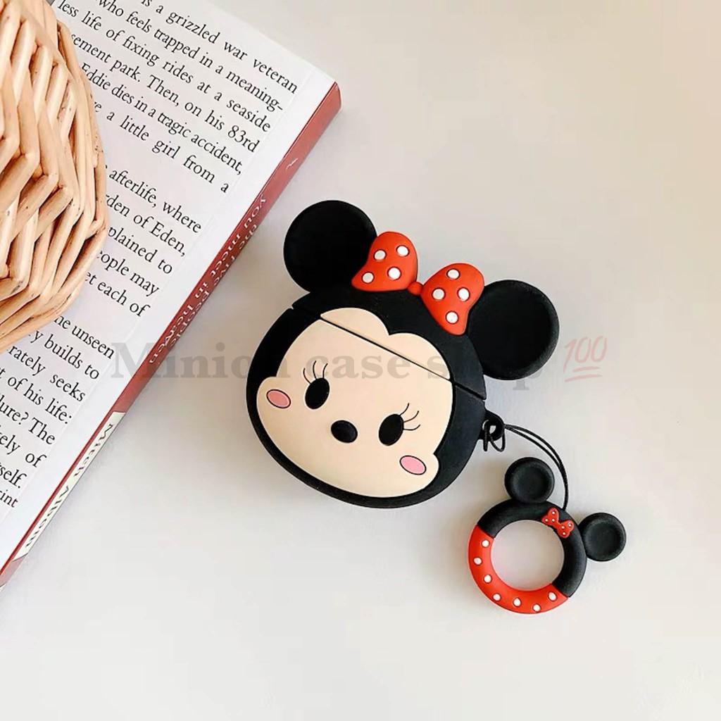 Hình ảnh Bao Case Ốp dành cho airpod 1 và 2, tai nghe bluetooth i11,i12, i100, i9s... silicon 3D Mickey Mouse cao cấp