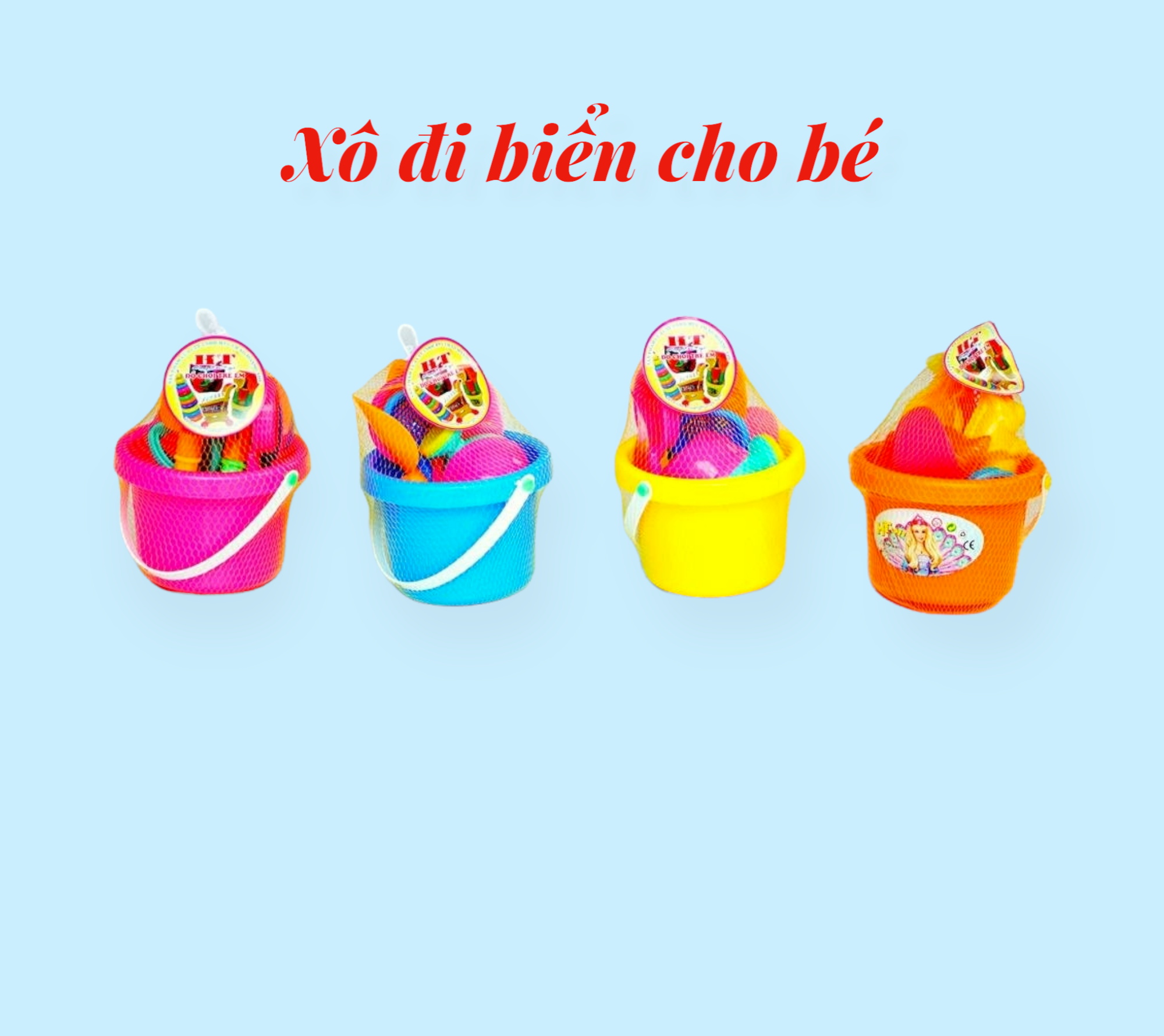 Đồ Chơi Đi Biển Bằng Nhựa, Đồ Chơi Xúc Cát Nhiều Chi Tiết Kèm Xô