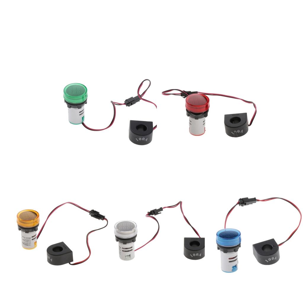 1pc Round LED Digital Ampermeter Signal Current Indicator Voltage Amp AC