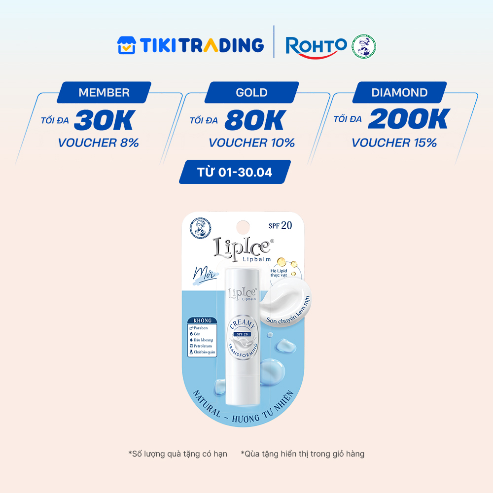 Son dưỡng môi không màu chuyển kem mịn LipIce Creamy Hương Tự Nhiên Natural 4.3g