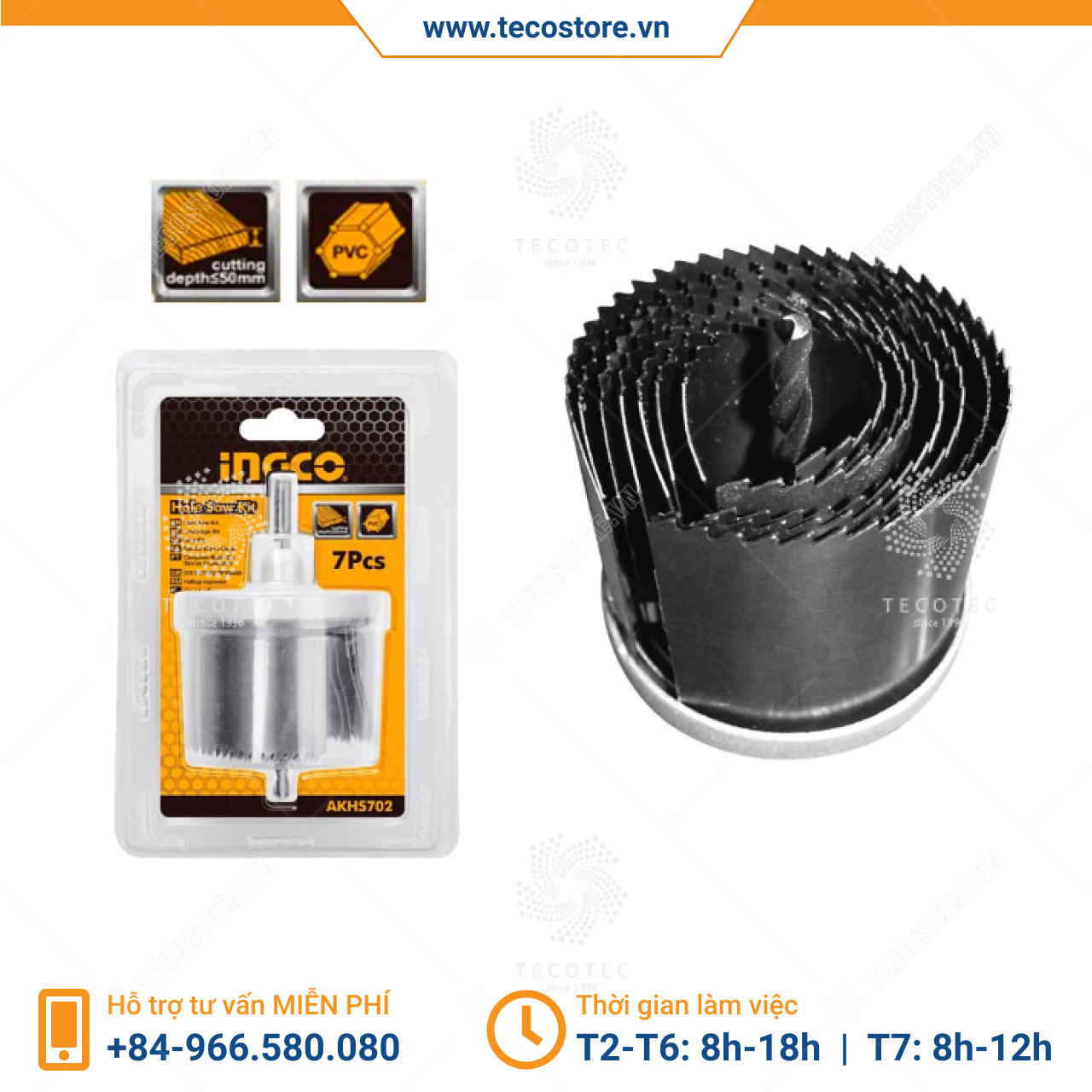 Bộ mũi khoét nhiều vòng INGCO AKHS702