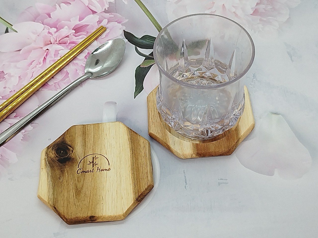 Miếng Lót Ly Cao Cấp Gỗ Tràm Siêu Bền Kháng Nước Cực Tốt Cmart Home