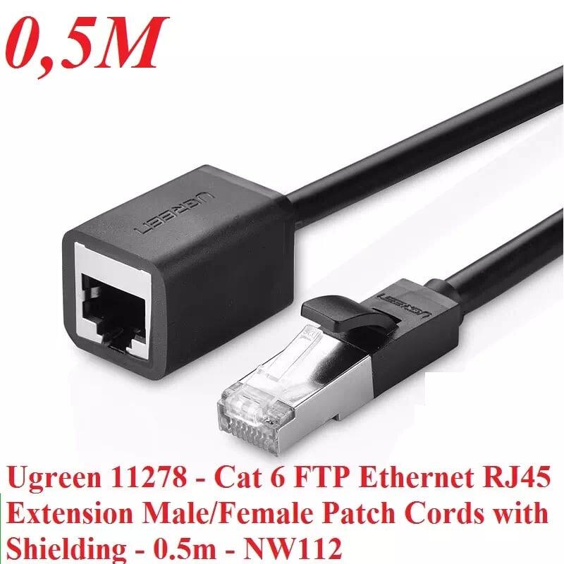 Hình ảnh Ugreen UG11278NW112TK 0.5M màu Đen Cáp nối dài Ethernet CAT6 FTP RJ45 - HÀNG CHÍNH HÃNG