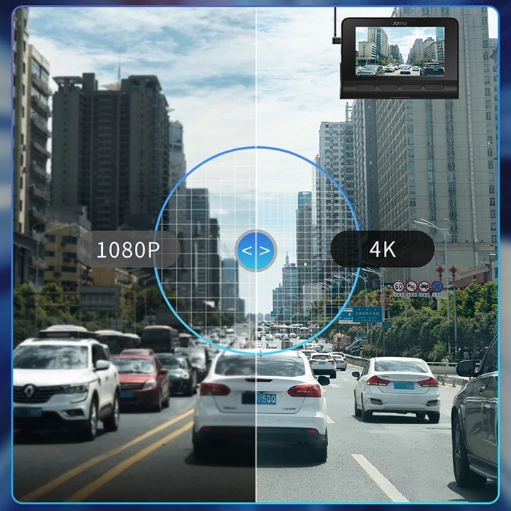 Camera hành trình ô tô Xiaomi 70mai cao cấp A800S chất lượng hình ảnh 4K, tích hợp Wifi (Bộ tích hợp Camera trước + Sau) - Bản Quốc Tế - Hàng Nhập Khẩu