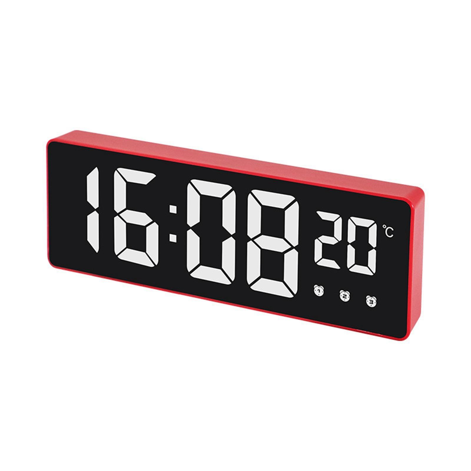 Digital Clock, LED Clock for Bedroom, Electronic Desktop Clock with Temperature Display, Adjustable Brightness, Voice Control