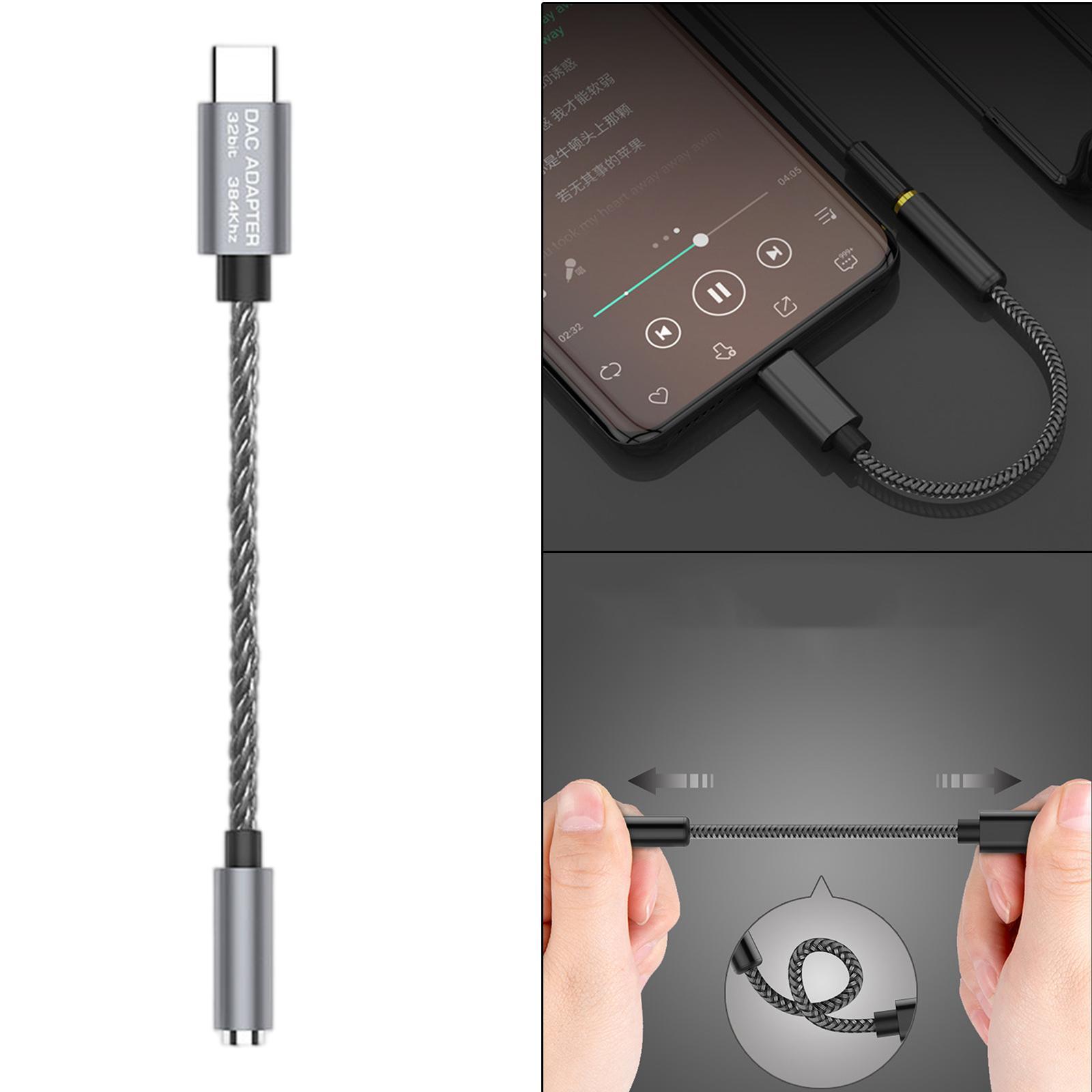 USB C to 3.5mm USB C to Mic Jack External Audio Adapter Grey