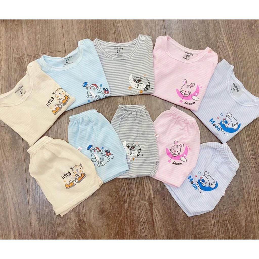 Bộ cộc tay cho bé trai gái sơ sinh quần áo trẻ em vải cotton kẻ cài vai, hàng đẹp từ 3-14kg – BCT08