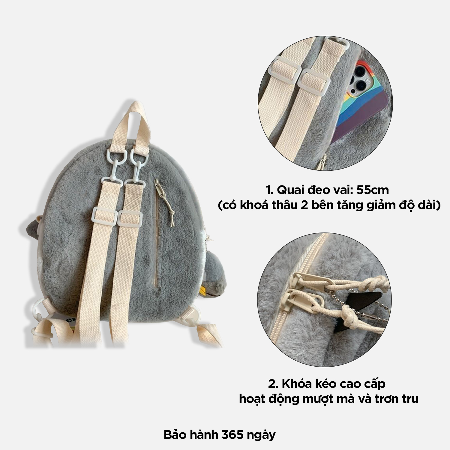 Balo nữ chim cánh cụt dễ thương, túi đeo chéo đi chơi xinh xắn IDIGO FBP6 - 3397