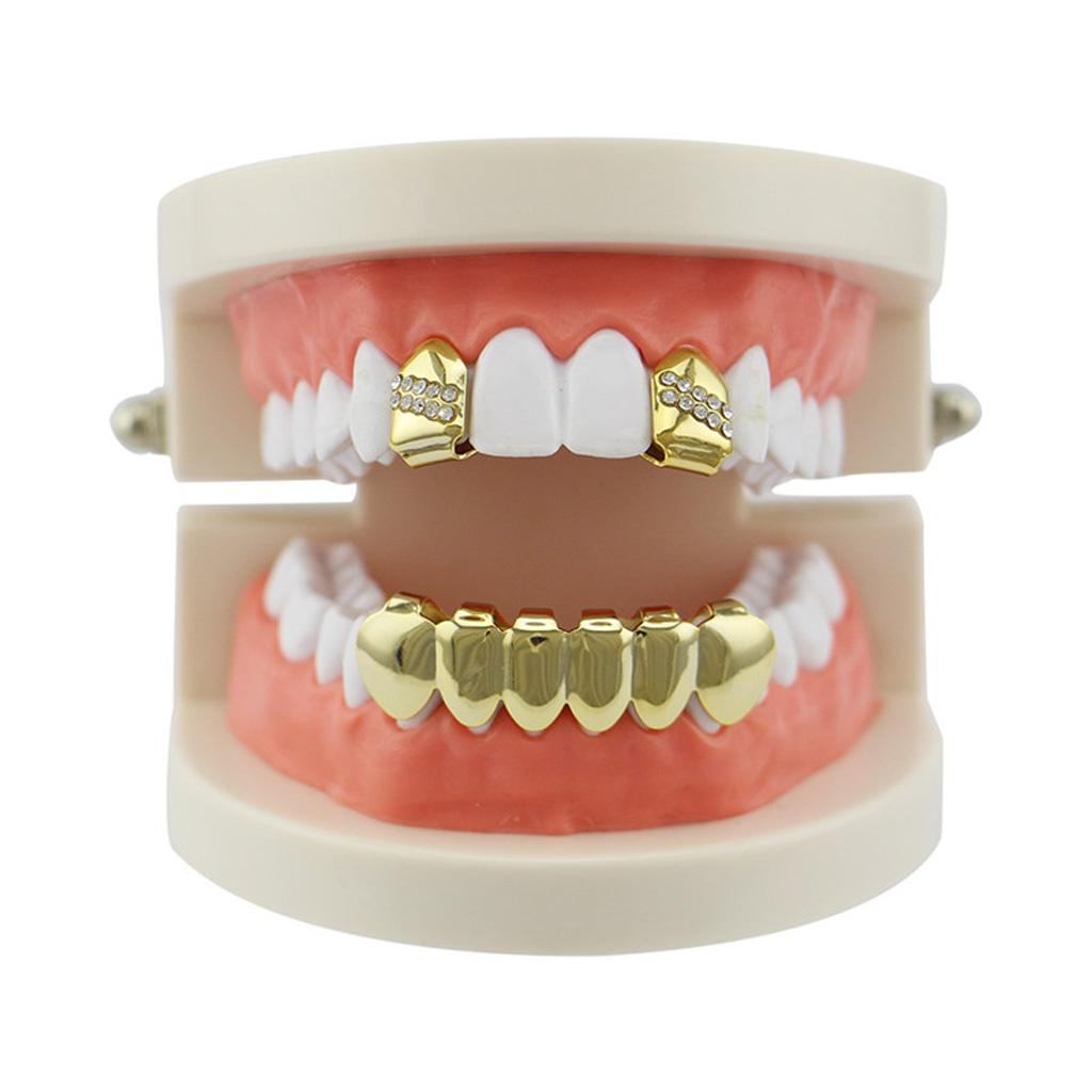 Tooth Clip 18k Gold Plated Mouth Teeth Cap Grills Bling Hip Hop Party Decor