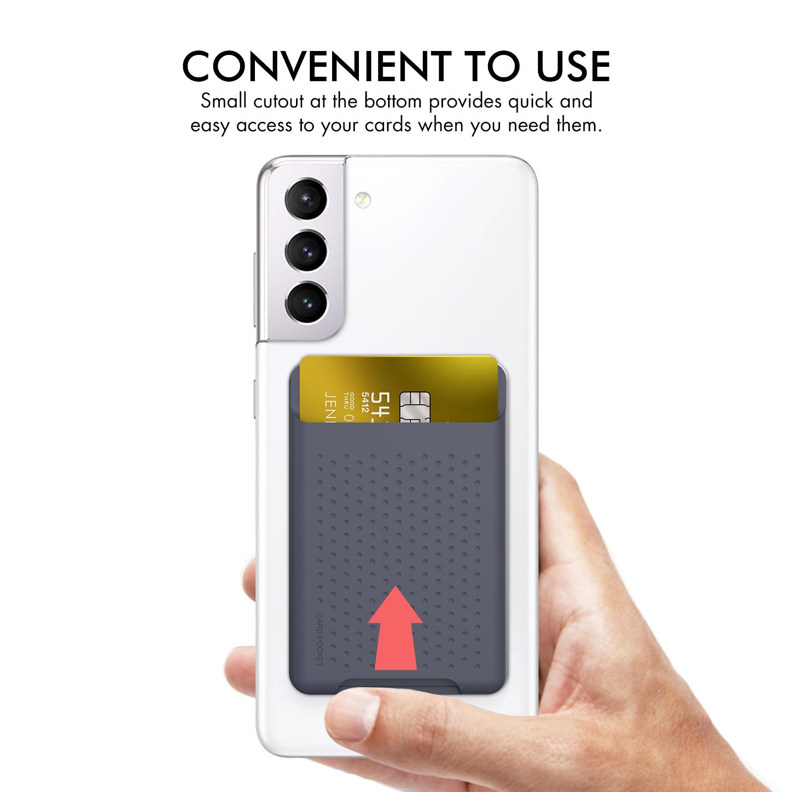 Silicone Adhesive Mobile Phone Back Card Sleeve Solid Color Card Holder Compatible For Iphone