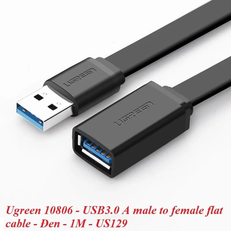 Ugreen UG10806US129TK 1M màu Đen Cáp tín hiệu nối dài USB 3.0 dáng dẹt cao cấp - HÀNG CHÍNH HÃNG