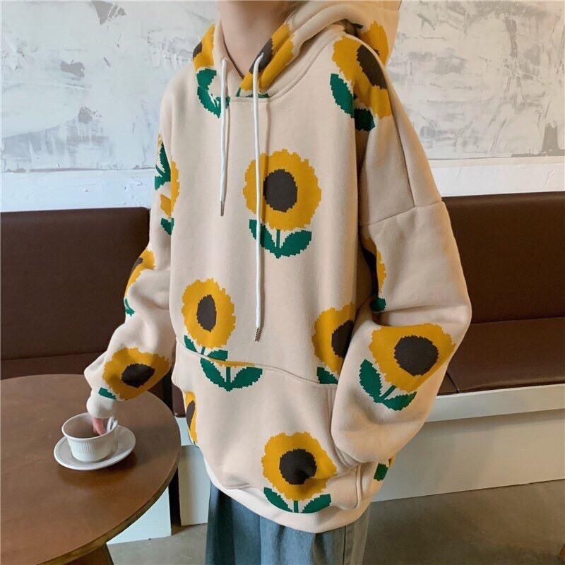 Áo Khoác Hooide Nỉ Bông in Hoa Hướng Dương OF DAY Form Rộng Unisex Nam Nữ Ulzzang, Áo Hoodie Unisex, Áo nỉ có mũ form rộng nam nữ vải Nỉ Bông