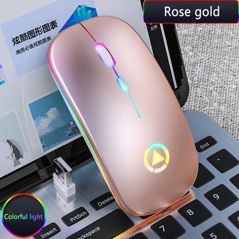 Chuột Không Dây Bluetooth RGB Sạc Chuột Máy Tính Không Dây Im Lặng Mause LED Backlit Công Thái Chuột Chơi Game Cho Laptop