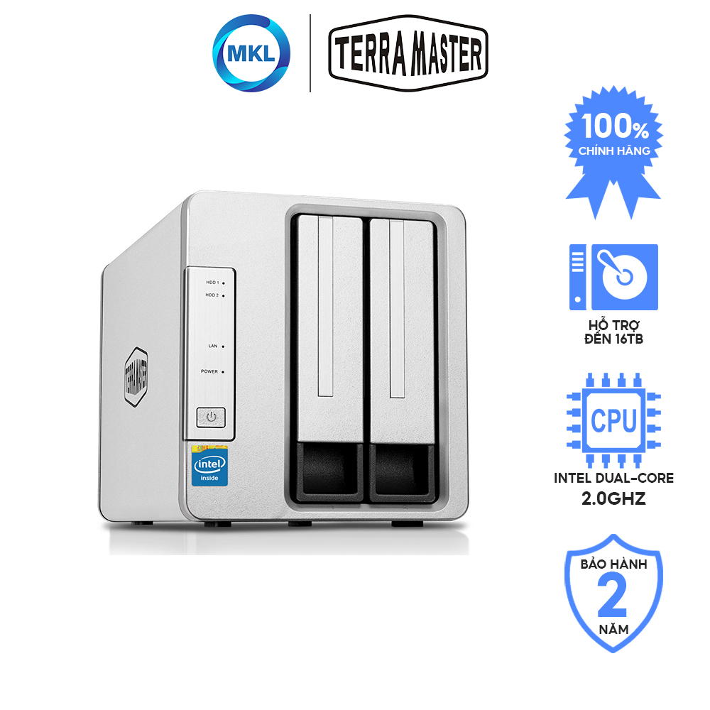 Ổ cứng mạng NAS Terra Master F2-221 Dual-Core - 2 khay ổ cứng Hàng chính hãng