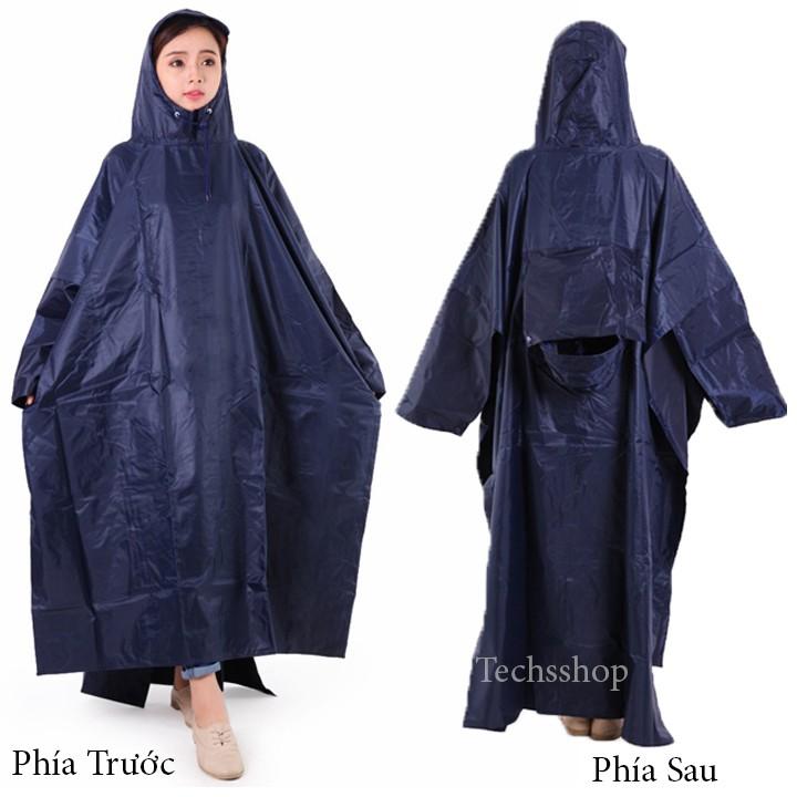 Áo Mưa 2 Đầu Vải Dù Cao Cấp 1m4 Size 3XL - Áo Mưa Đi Xe Máy Cho Người Lớn Kèm Túi Đựng Bảo Quản