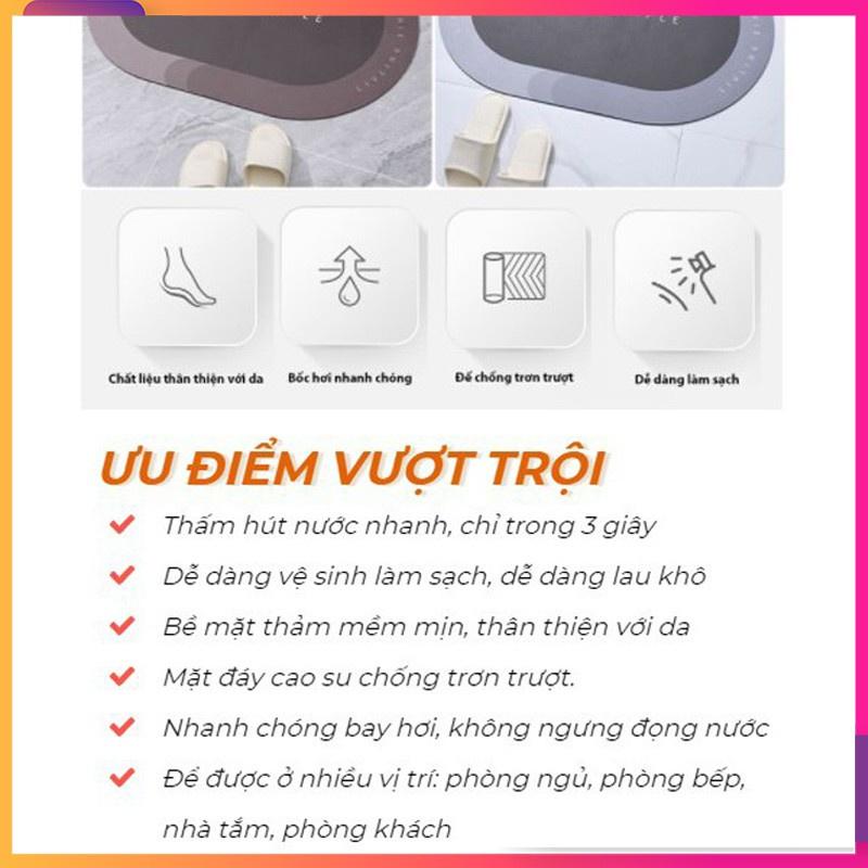 THẢM LAU CHÂN CHÙI CHÂN SILICON CAO CẤP ĐỂ NHÀ TẮM, NHÀ BẾP, PHÒNG KHÁCH SIÊU THẤM NƯỚC