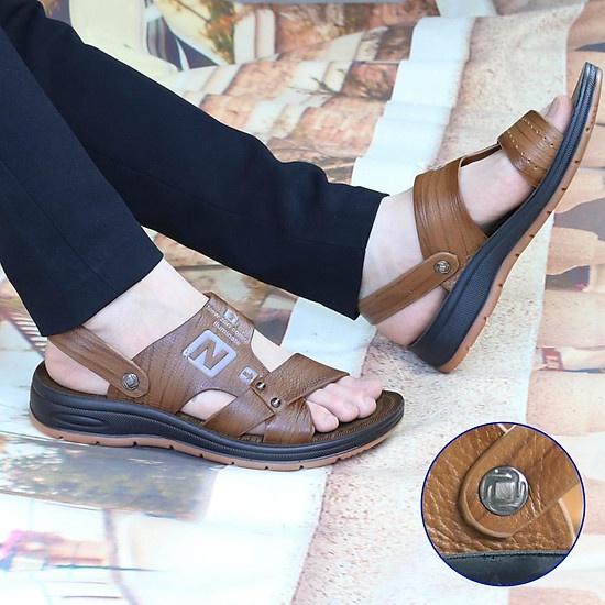 Dép sandal nam da bò đế kếp, hàng cao cấp da, khâu chân quai siêu chắc chắn không bao giờ sợ bung quai