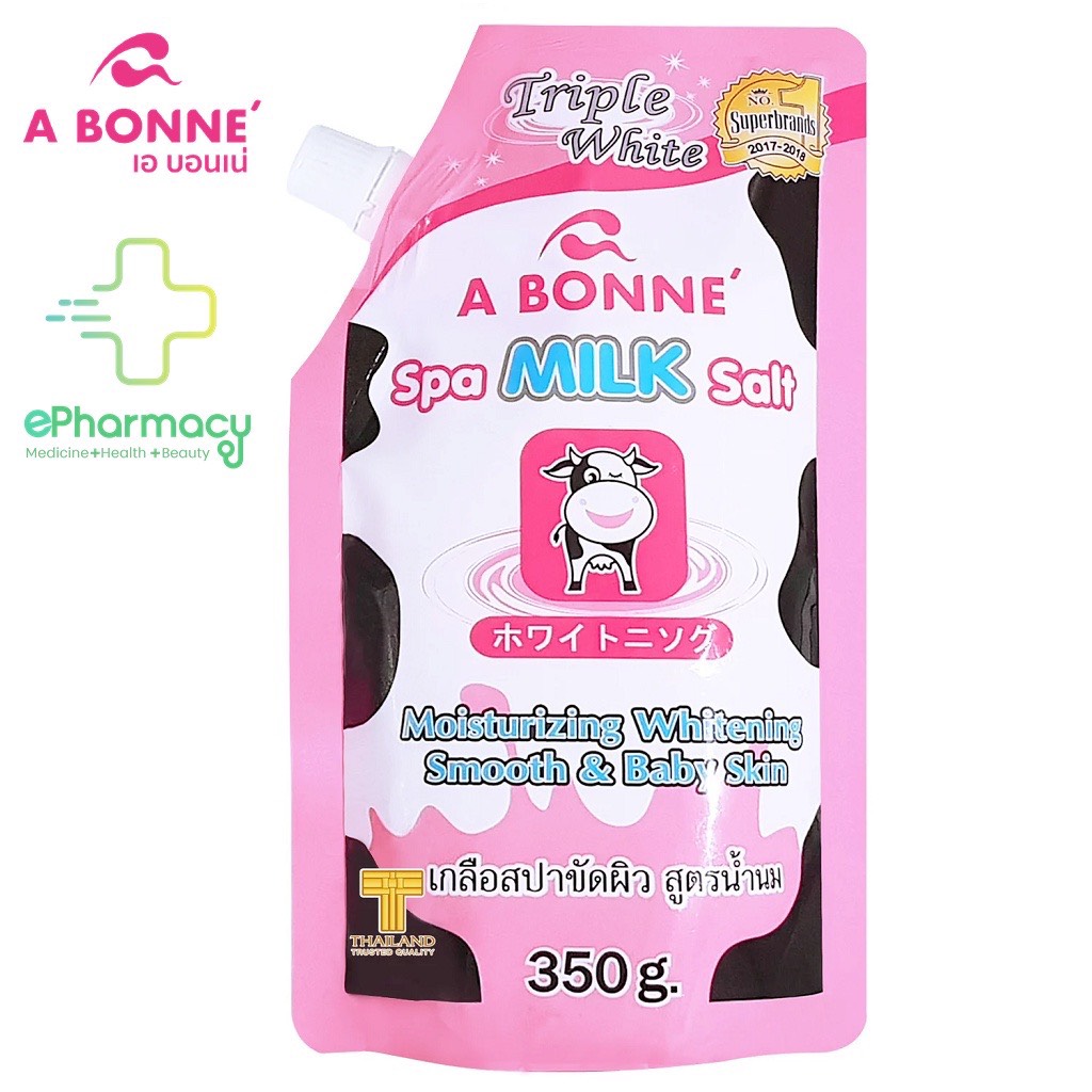 Muối Tắm ABONNE Tẩy Tế Bào Chết - A Bonne Triple White Spa Milk sữa bò giảm mụn lưng Thái Lan 350g