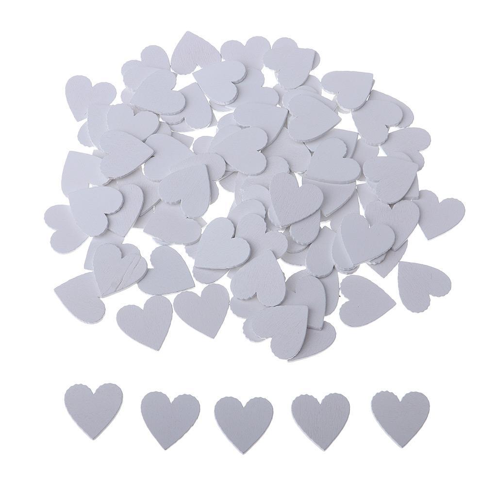 200pcs White Wooden Love Heart Shapes Pieces Jewelry Making Accessory Crafts