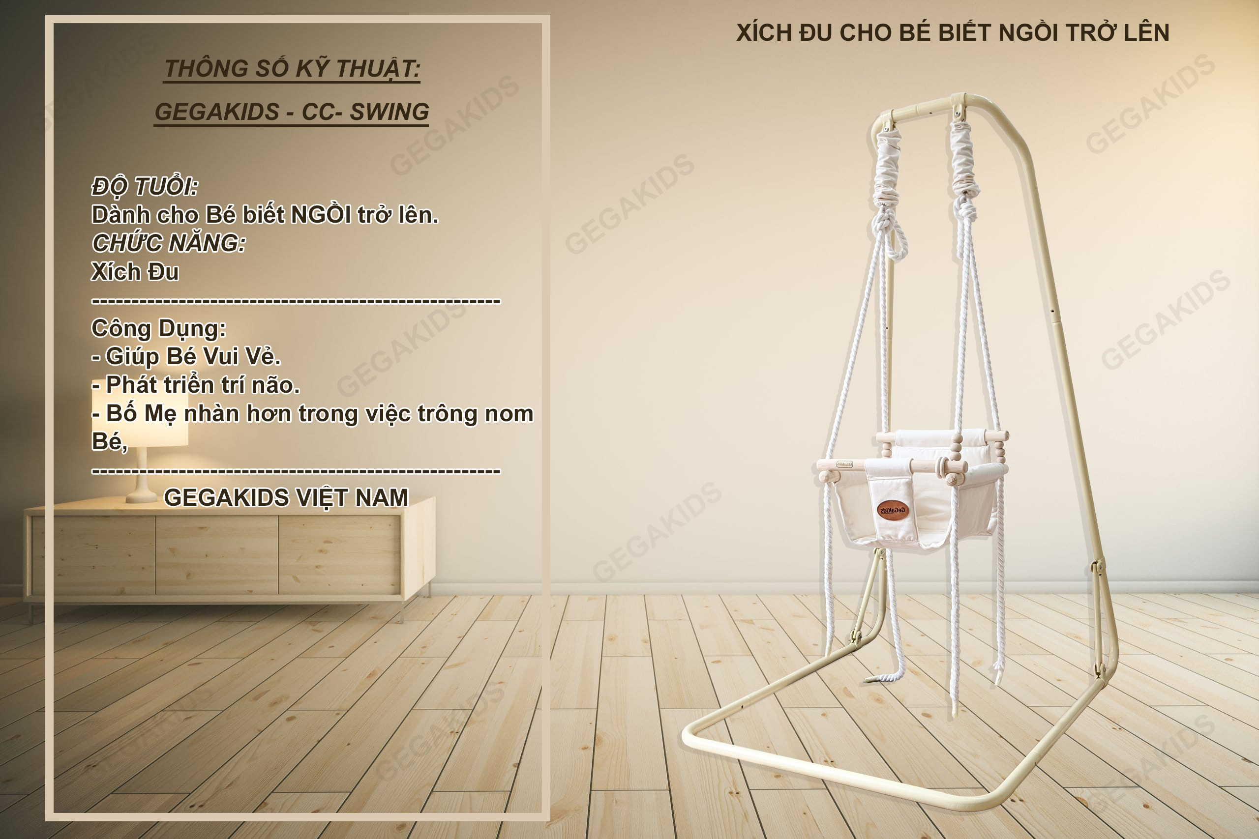 SWING and JUMPER - Combo 2 trong 1 Xích Đu và Nhún nhảy cho BÉ ( Mã GGK-L-CC-JS ) - Sản phẩm cao cấp GEGAKIDS VIỆT NAM