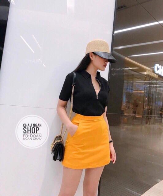 Chân váy ngắn xẻ túi (có quần trong)