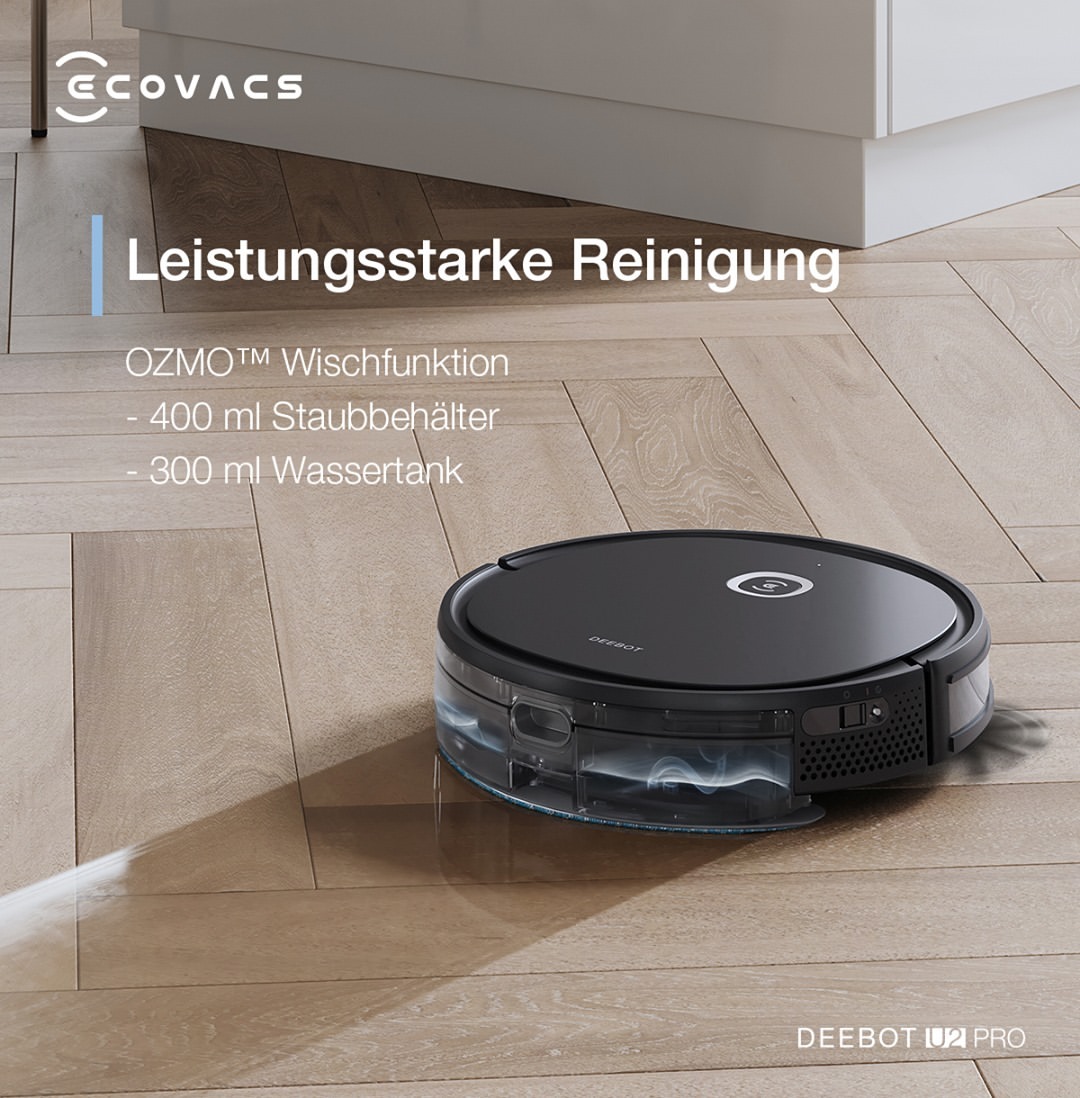 Robot hút bụi lau nhà thông minh Ecovacs Deebot OZMO U2 PRO - Hàng chính hãng - Phiên bản Quốc Tế