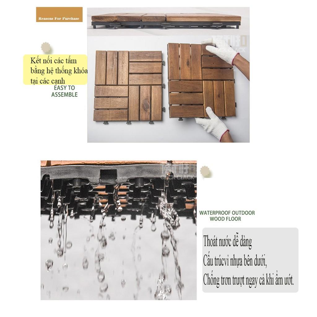 Sàn gỗ ban công (30x30x2.5cm) 6 Nan - sàn gỗ vỉ nhựa ban công - sàn gỗ sân vườn - sàn gỗ ngoài trời - GLIMER