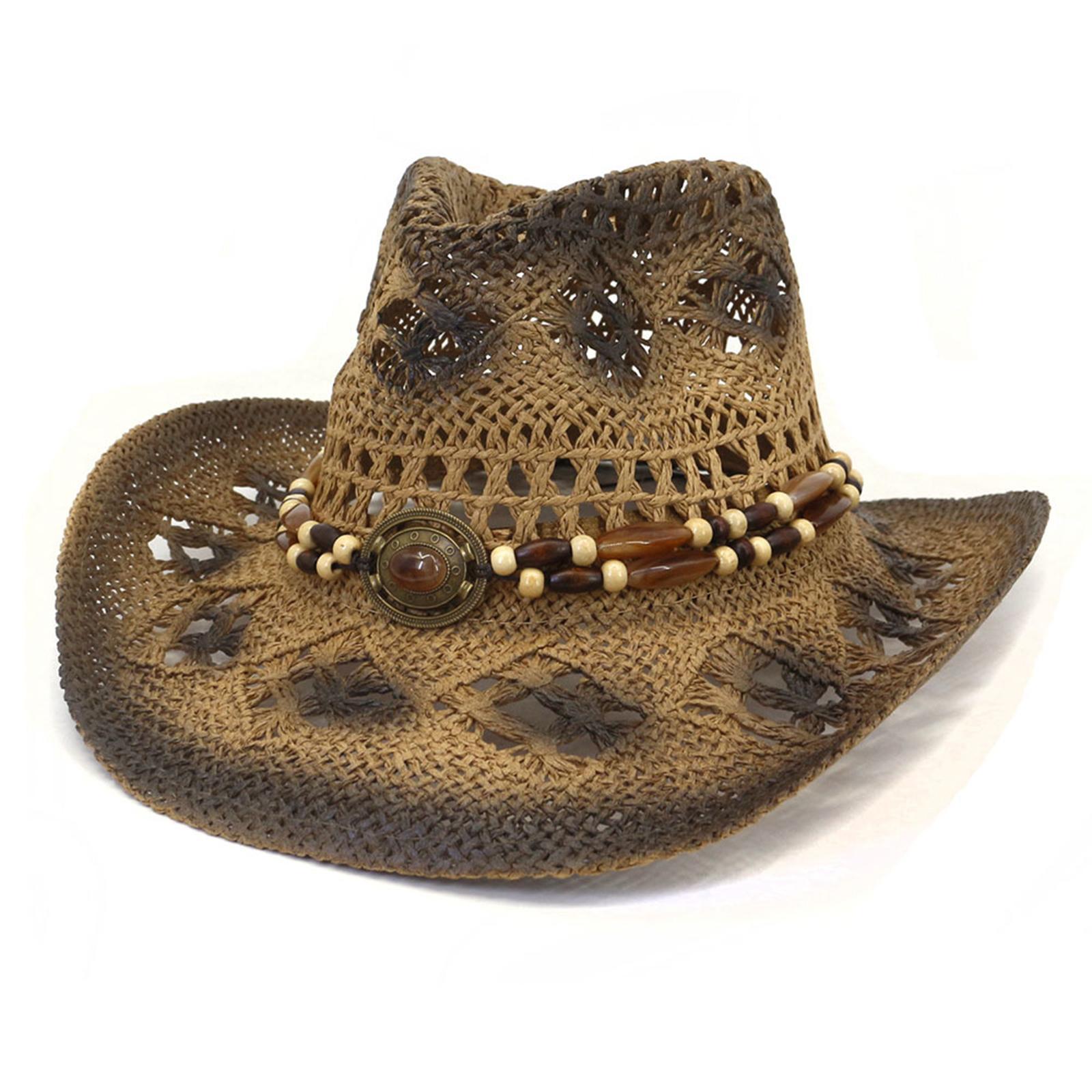 Straw Cowboy Sun Hat Summer Beach Hat for Hiking, Camping, Beach