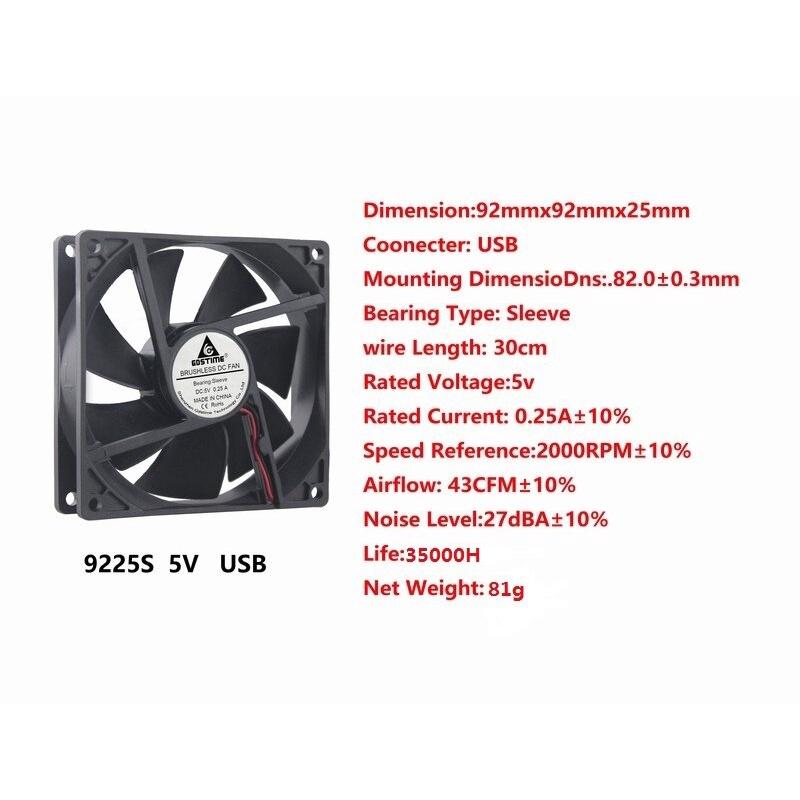 1 Pieces Gdstime 1V USB Connector 91x91x11mm 9cm Brushless DC CPU Computer Case Cooling Cooler Fan 91mm x 11mm 90mm 9111s
