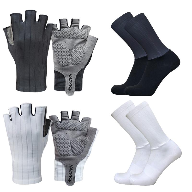 Con Đường Mới Găng Tay Xe Đạp Tất Kết Hợp Nửa Ngón Tay Xe Đạp Thể Thao Nam Aero Xe Đạp Găng Tay Guantes Ciclismo