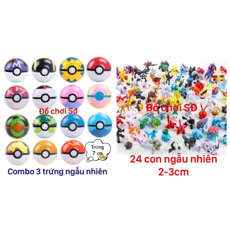 combo 3 quả cầu và 24 con poke nhỏ (2-3 cm)