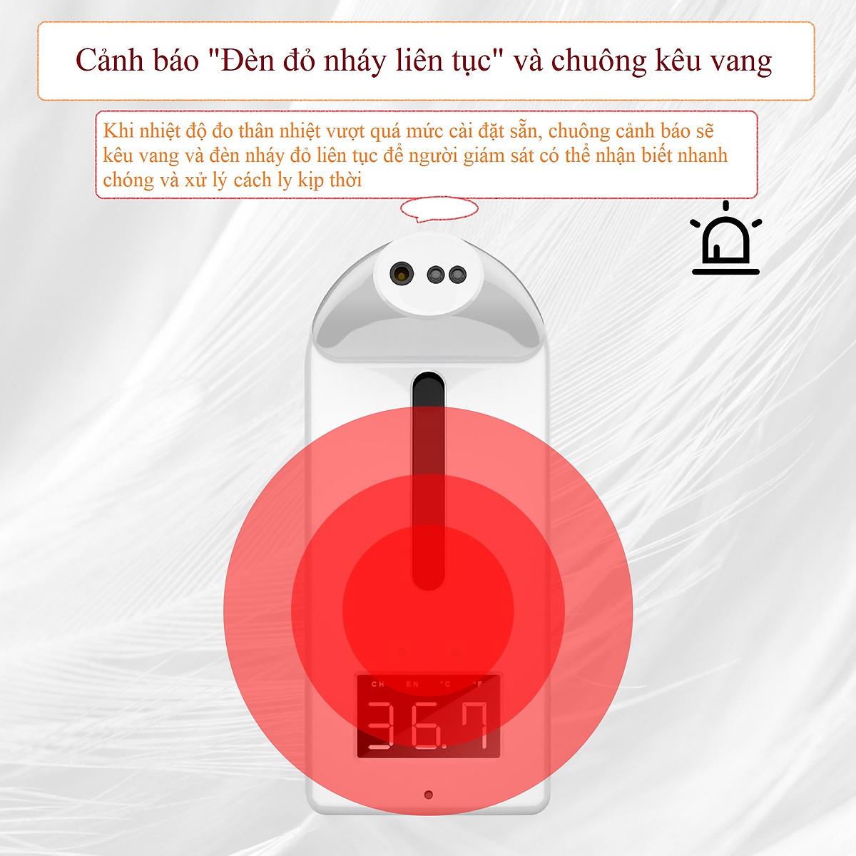 Máy đo thân nhiệt K10 pro tích hợp rửa tay tự động phun sương/nhả gel mới nhất 2021 - 15 ngôn ngữ