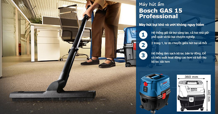 Máy Hút Bụi Bosch GAS 15 - Hàng chính hãng