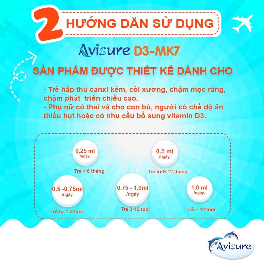 Vitamin D3 K2 tinh khiết Italia Avisure D3MK7 giúp bé cao lớn, ngủ ngon 20ml