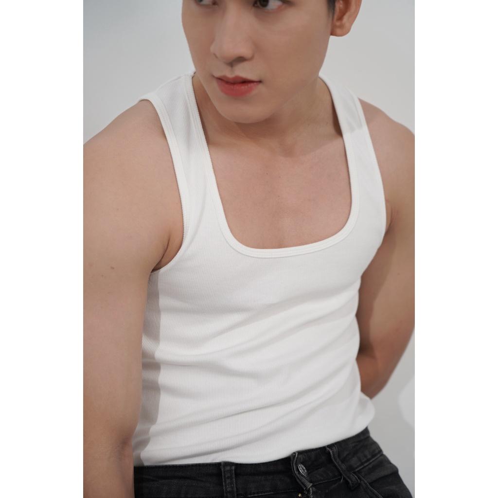 Áo Thun Ba Lỗ Tank Top Nam Cổ Vuông Nhiều Màu Vải Cotton Tăm Gân Thương Hiệu Mr Twins