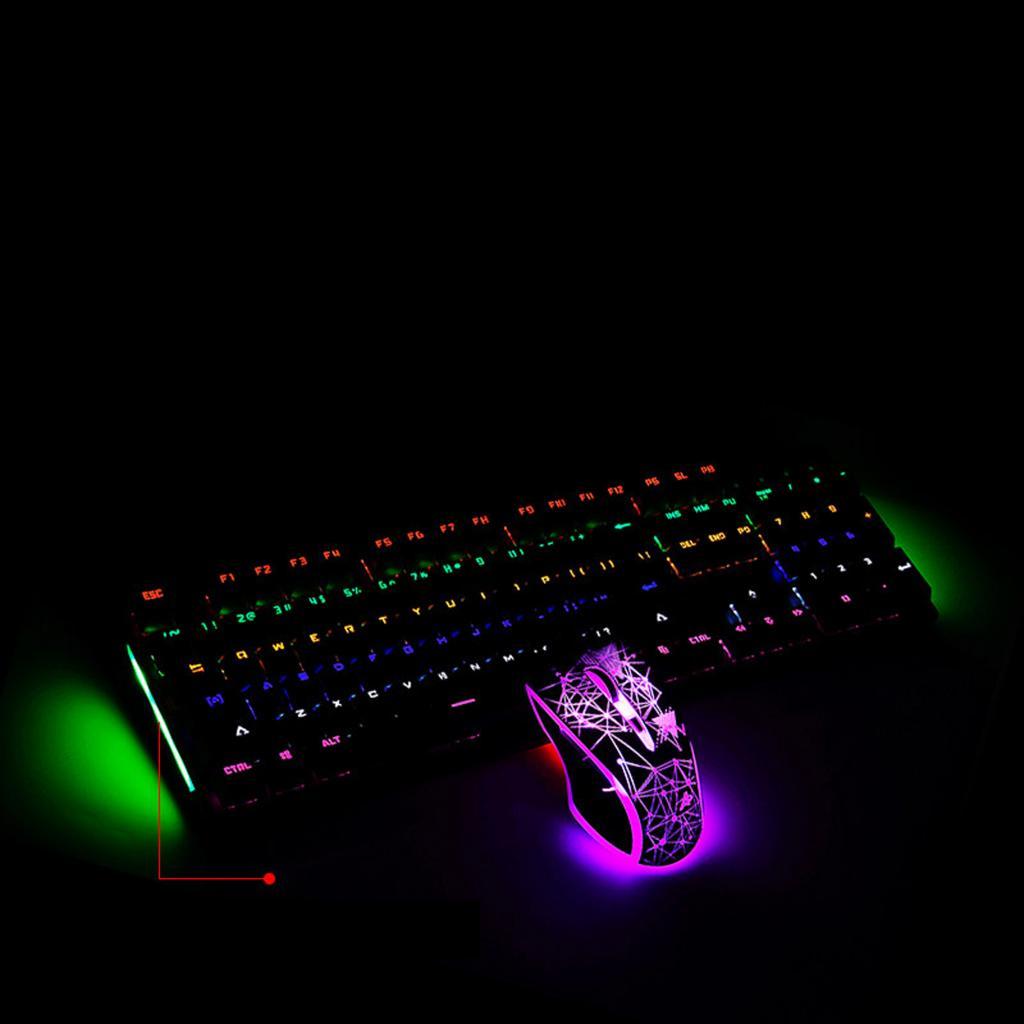 Gaming Mechanical Keyboard and Mouse Backlit 2400DPI For PC Brown Switches