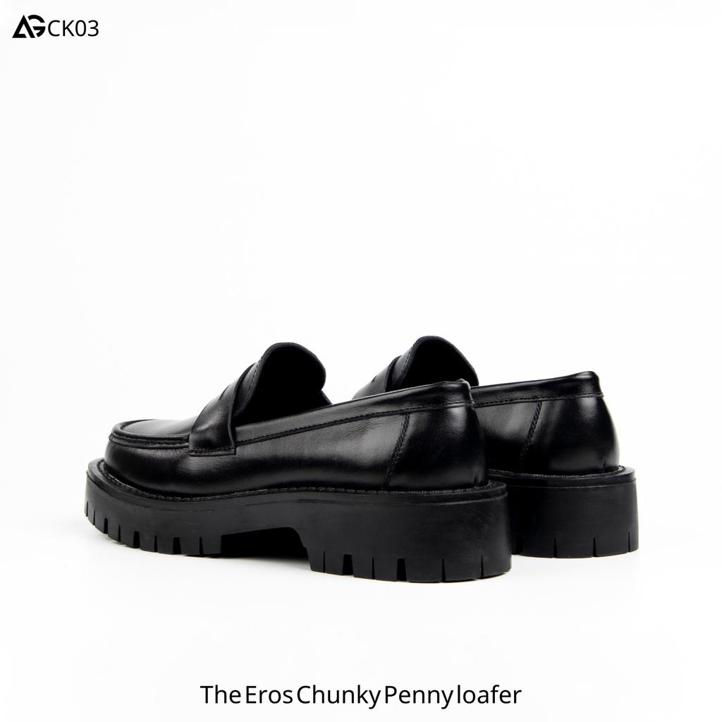 Giày Loafer da bò nhập khẩu đế cao 4,5cm The Eros Chunky Penny Loafer CK03 August bảo hành 12 tháng