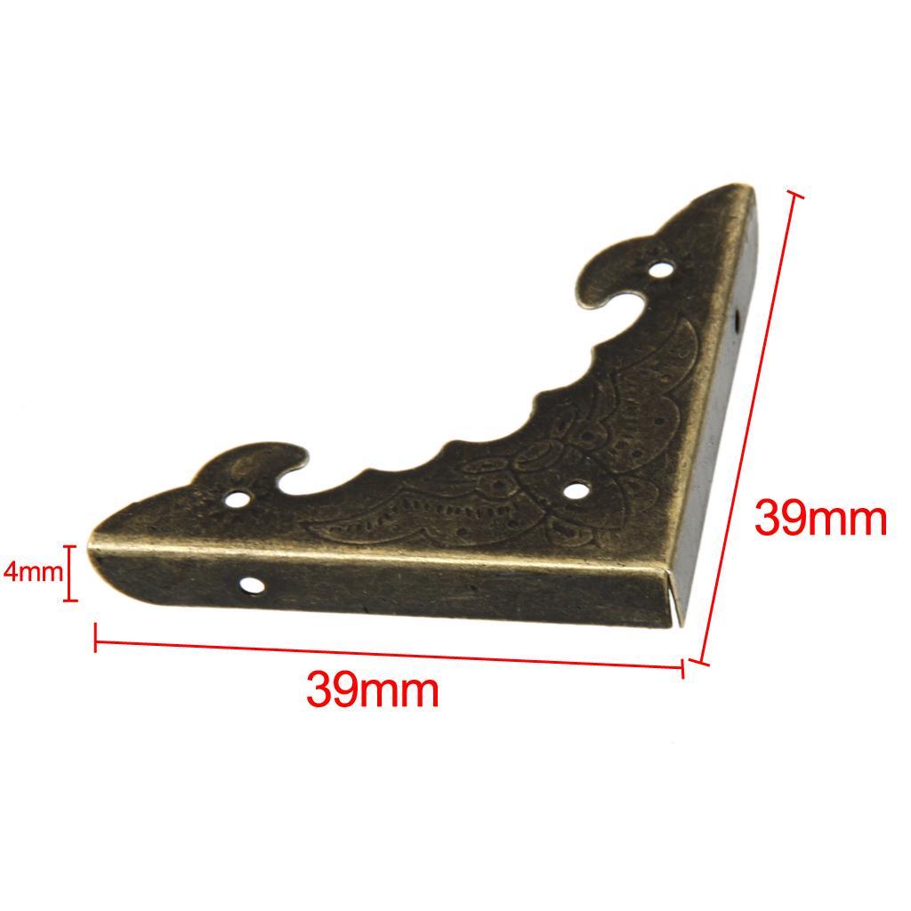 100x Jewelry Gift Box Wooden Case Trunk Corner Decor Protector Antique Brass