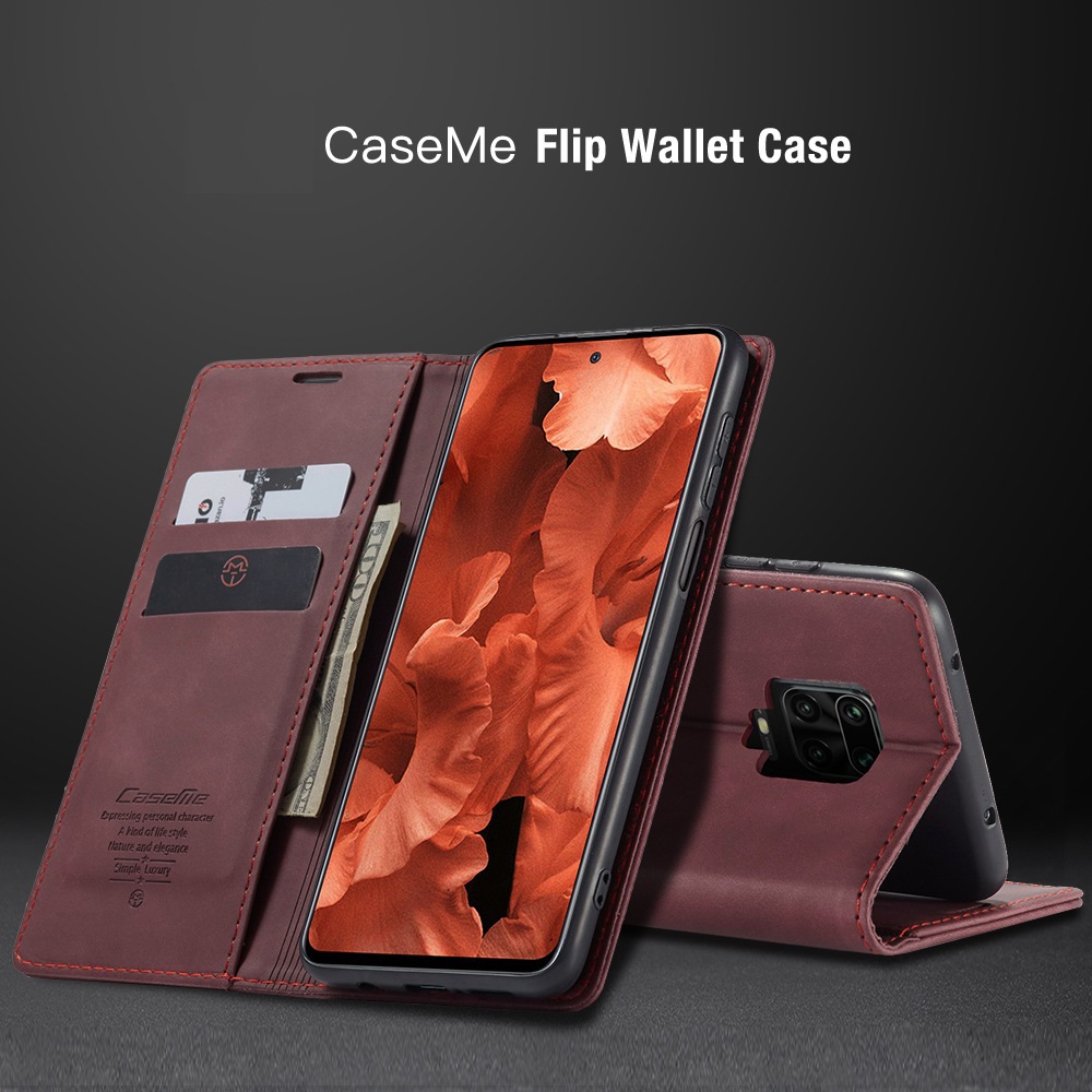 Bao da thật dạng ví cho Xiaomi Redmi Note 9 Pro Max Chính Hãng Caseme có ngăn đựng thẻ - Hàng Nhập Khẩu